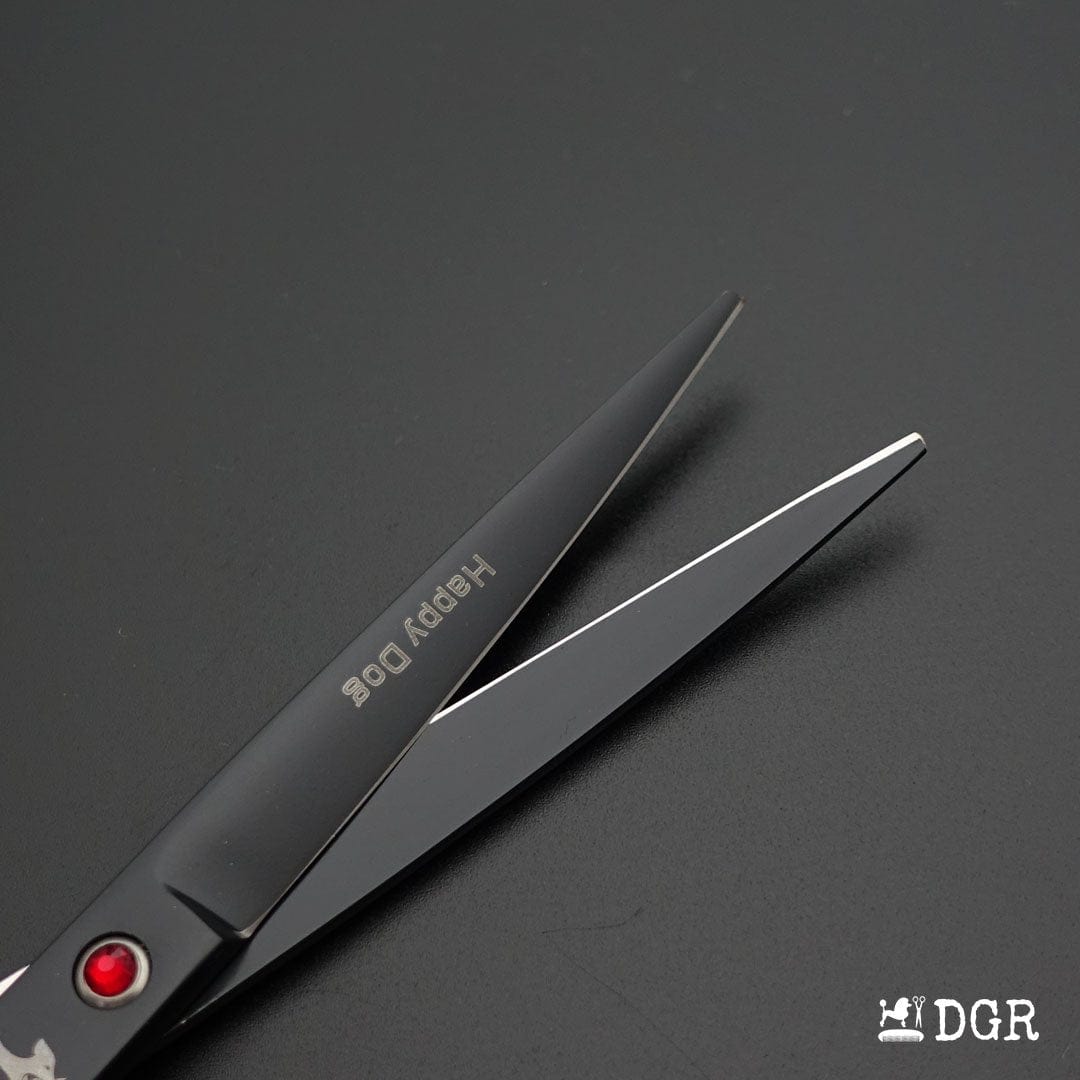 7" Professional Pet Grooming 4Pcs shears-happy dog - (Black)