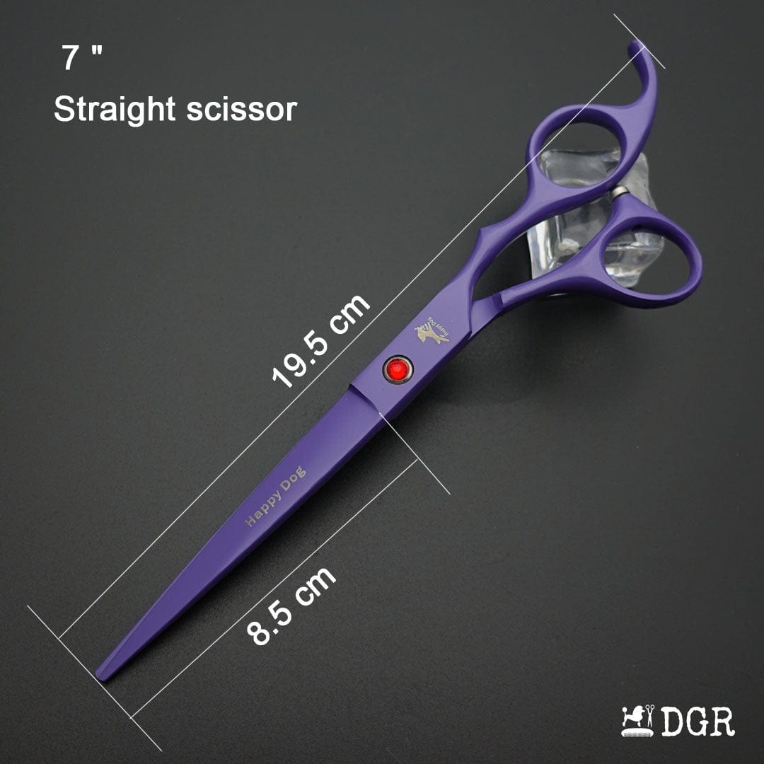 7" Professional Pet Grooming 4Pcs shears-happy dog - (Purple)