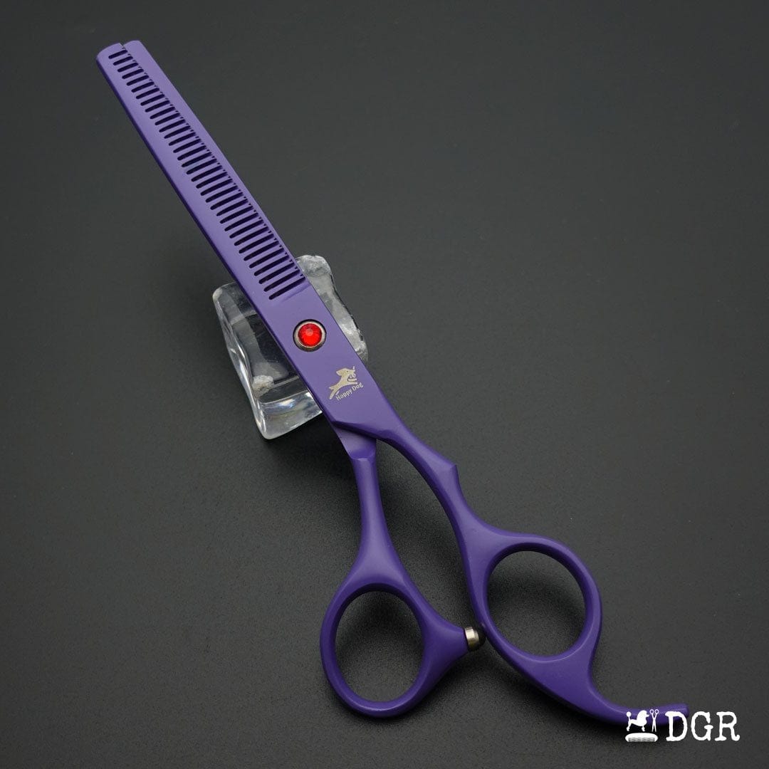 7" Professional Pet Grooming 4Pcs shears-happy dog - (Purple)