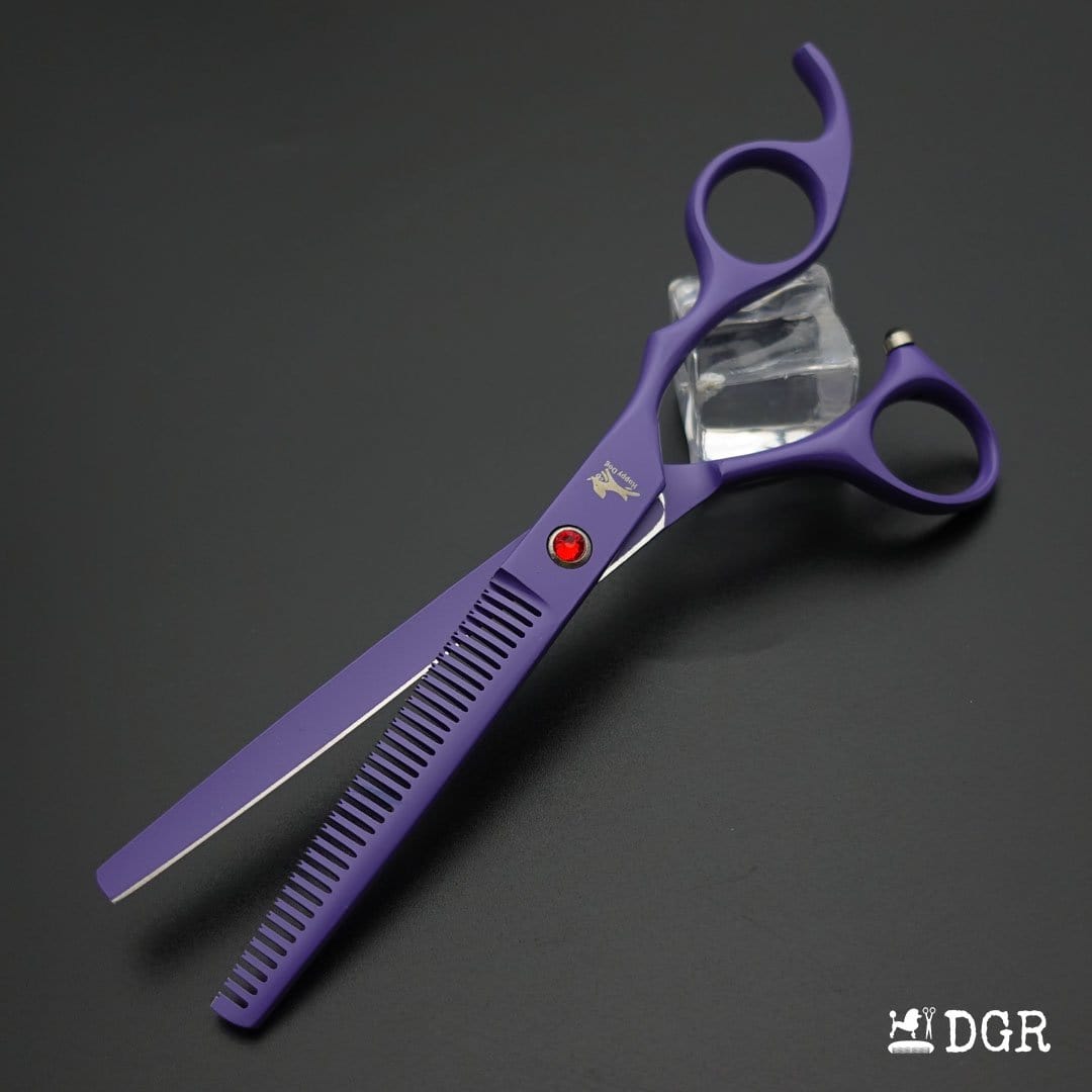7" Professional Pet Grooming 4Pcs shears-happy dog - (Purple)