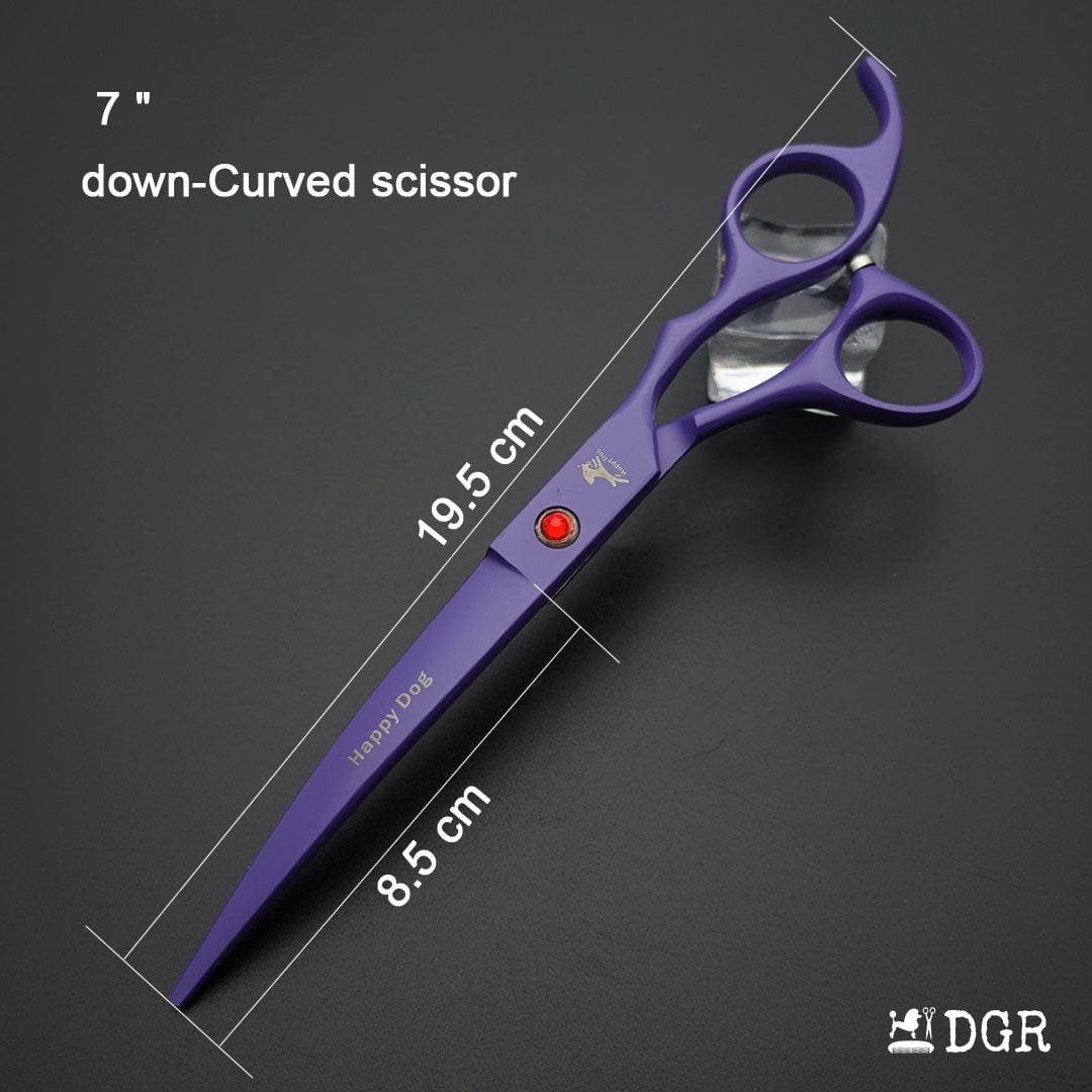 7" Professional Pet Grooming 4Pcs shears-happy dog - (Purple)