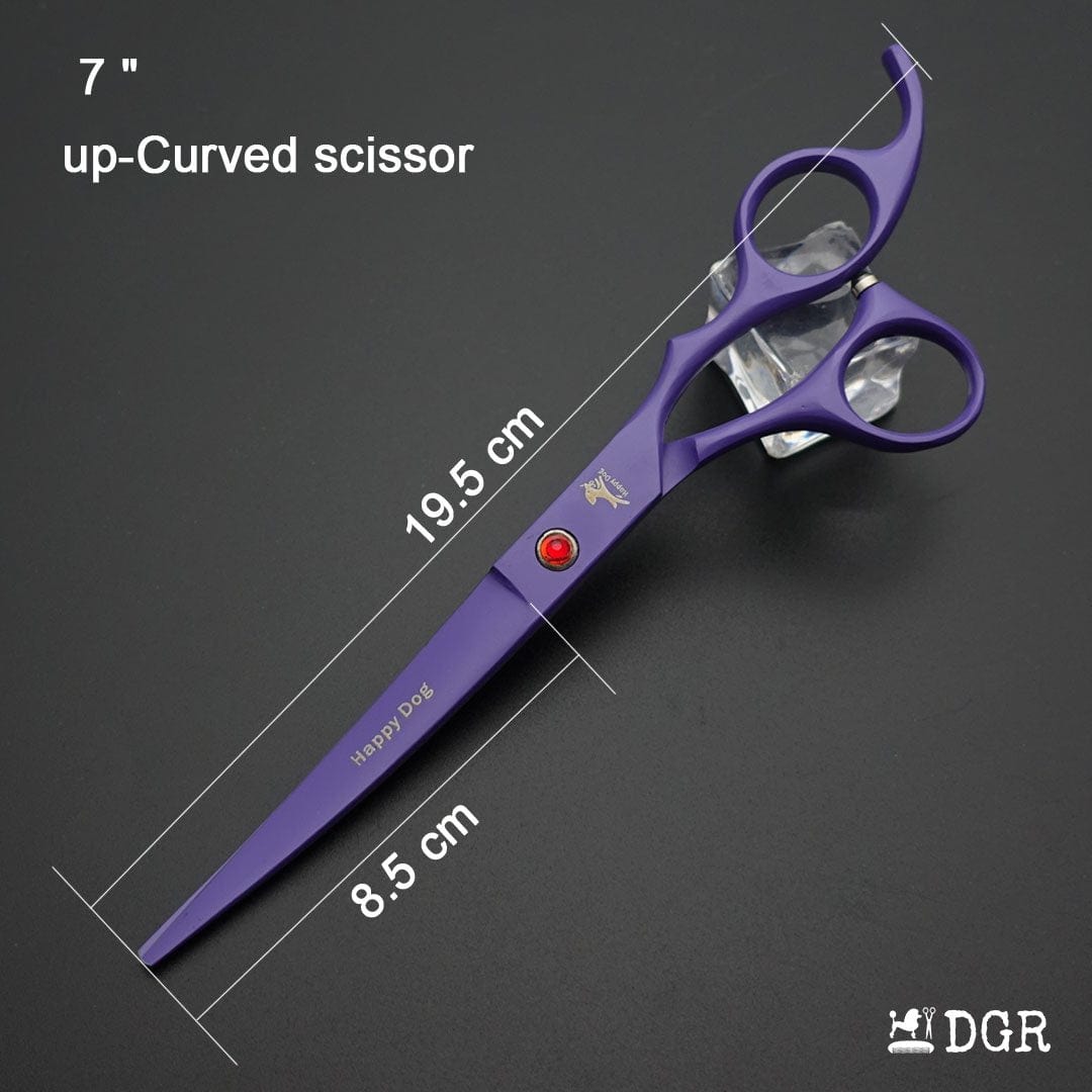 7" Professional Pet Grooming 4Pcs shears-happy dog - (Purple)