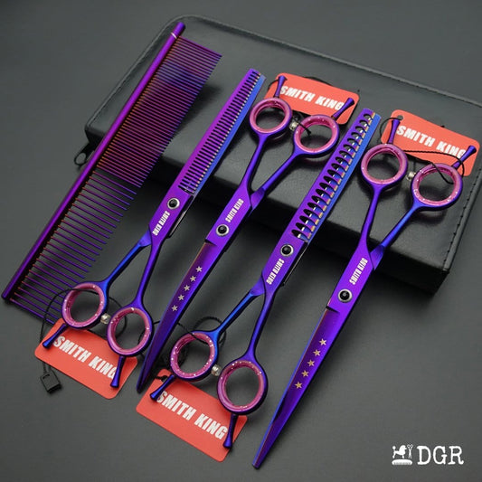 7“ Pro. PET GROOMING Shears 4Pcs-comb (3 colors available)