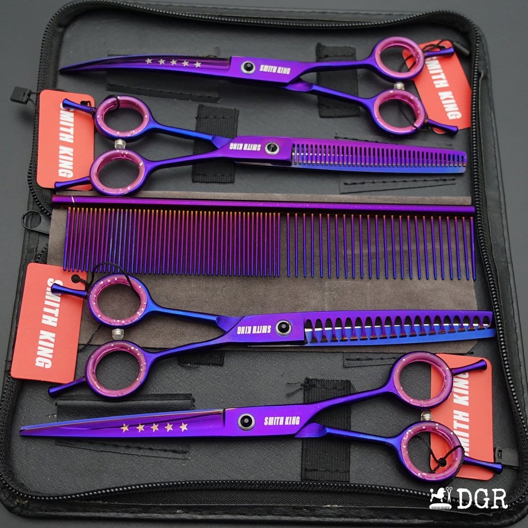 7“ Pro. PET GROOMING Shears 4Pcs-comb (3 colors available)