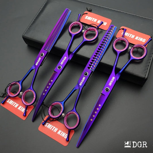 7“ Pro. PET GROOMING Shears 4Pcs-Violet(USA Stock Available)