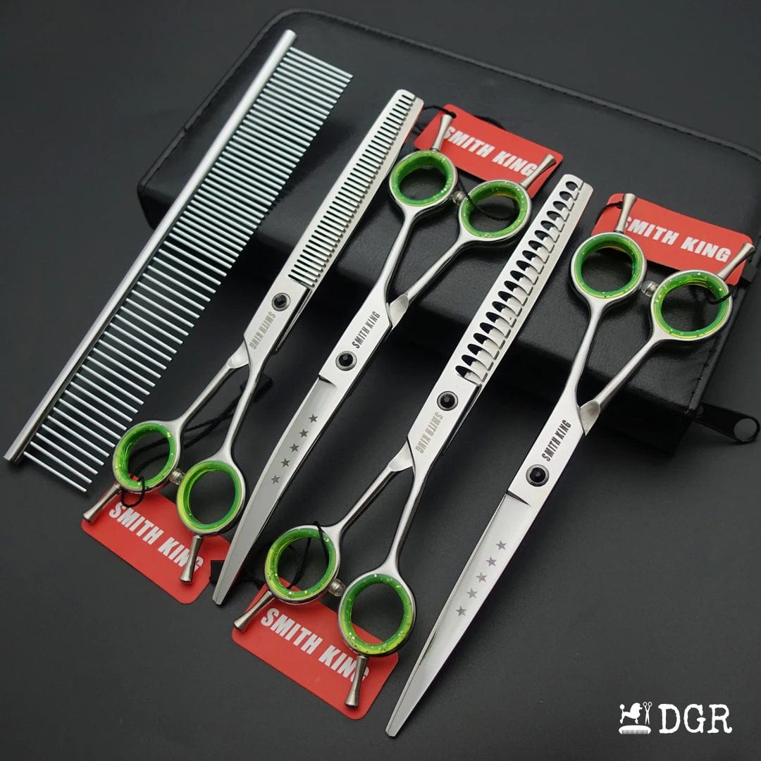 7“ Pro. PET GROOMING Shears 4Pcs-comb (3 colors available)