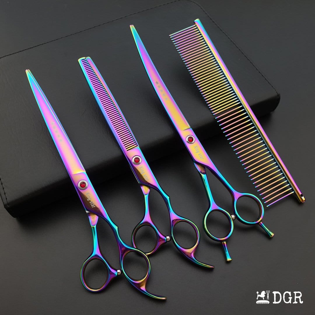 8" Professional Pet Grooming Shears 3Pcs Set - Rainbow(USA Stock Available)