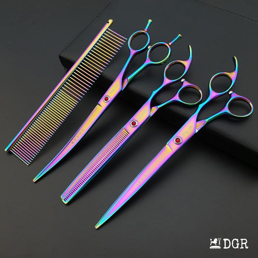 8" Professional Pet Grooming Shears 3Pcs Set - Rainbow(USA Stock Available)