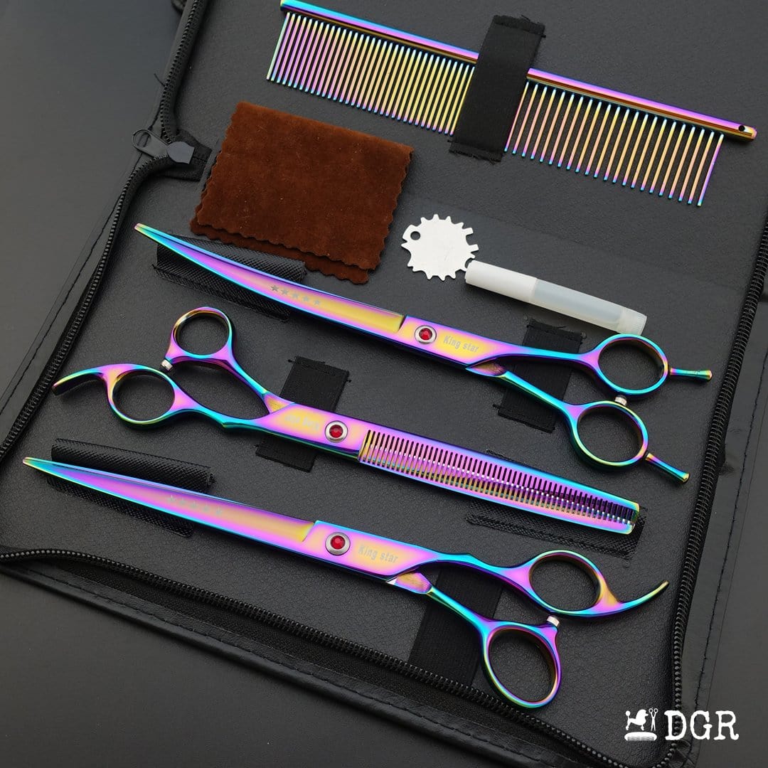 8" Professional Pet Grooming Shears 3Pcs Set - Rainbow(USA Stock Available)