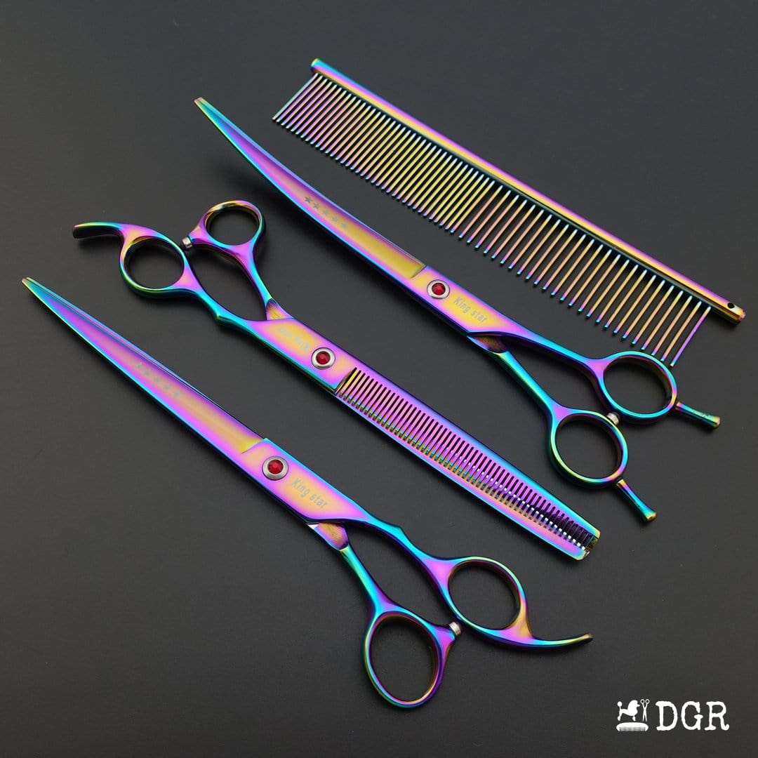 8" Professional Pet Grooming Shears 3Pcs Set - Rainbow(USA Stock Available)