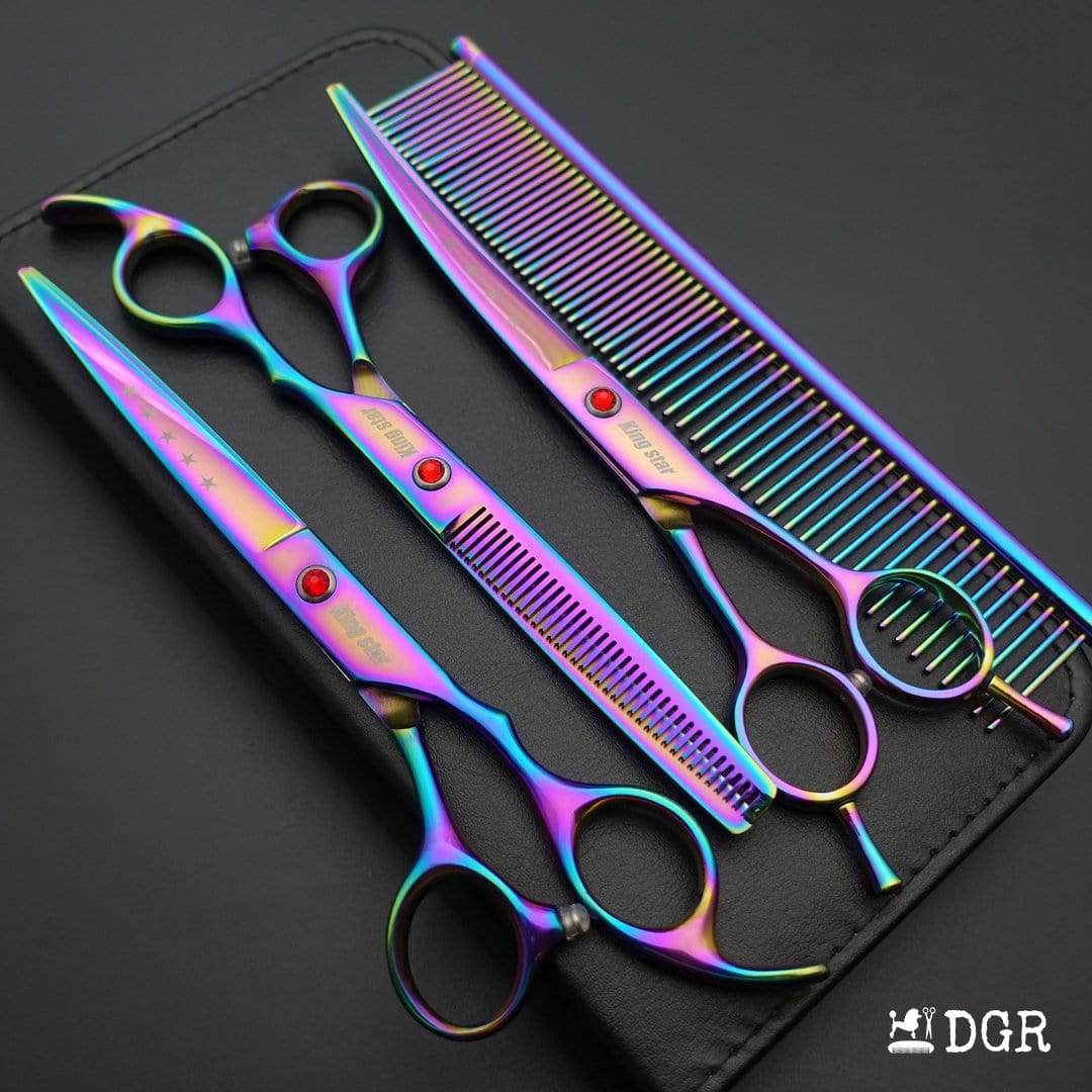 7“ Pro. PET GROOMING Shears 3Pcs set-Rainbow