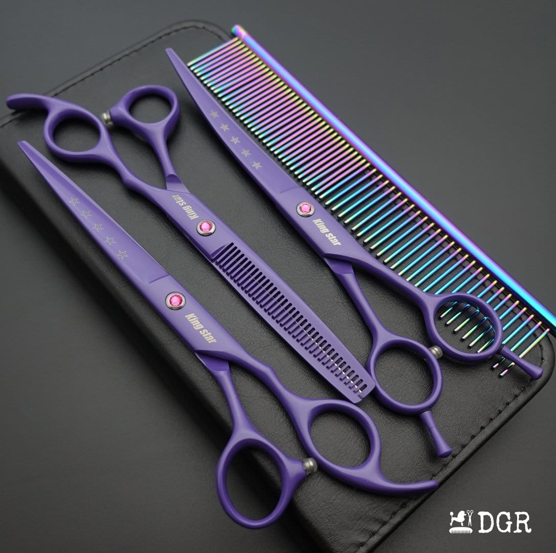 7“ Pro. PET GROOMING Shears 3Pcs set-Purple