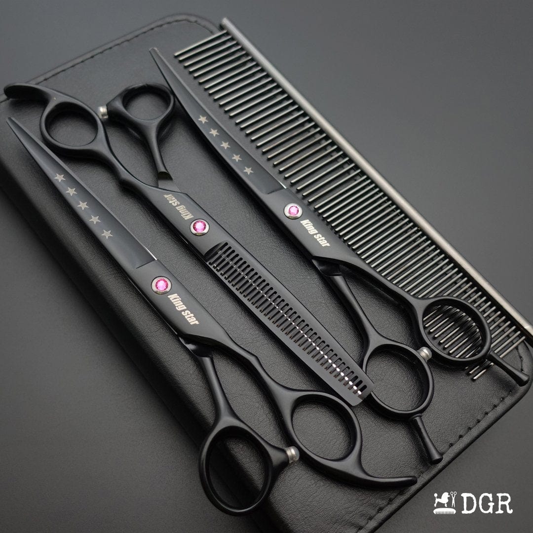 7“ Pro. PET GROOMING Shears 3Pcs set-Black