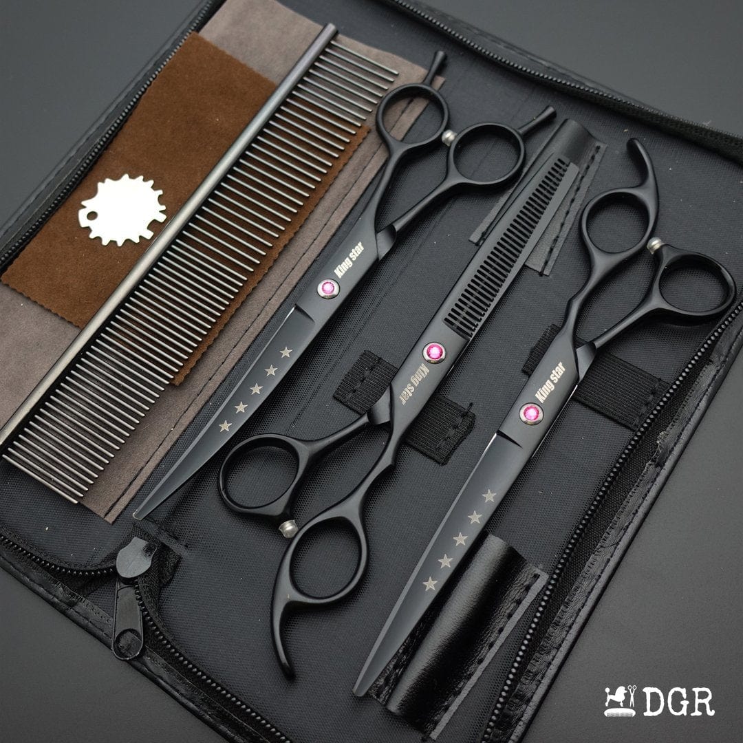 7“ Pro. PET GROOMING Shears 3Pcs set-Black