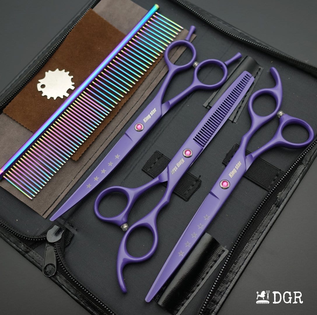 7“ Pro. PET GROOMING Shears 3Pcs set-Purple