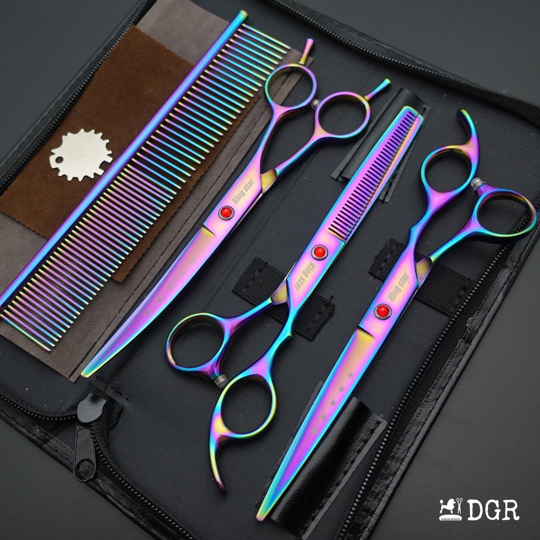 7“ Pro. PET GROOMING Shears 3Pcs set-Rainbow