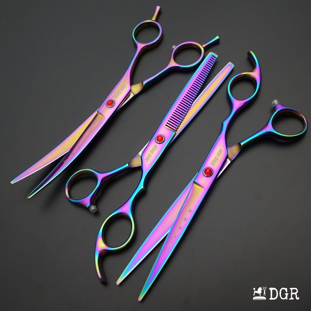 7“ Pro. PET GROOMING Shears 3Pcs set-Rainbow