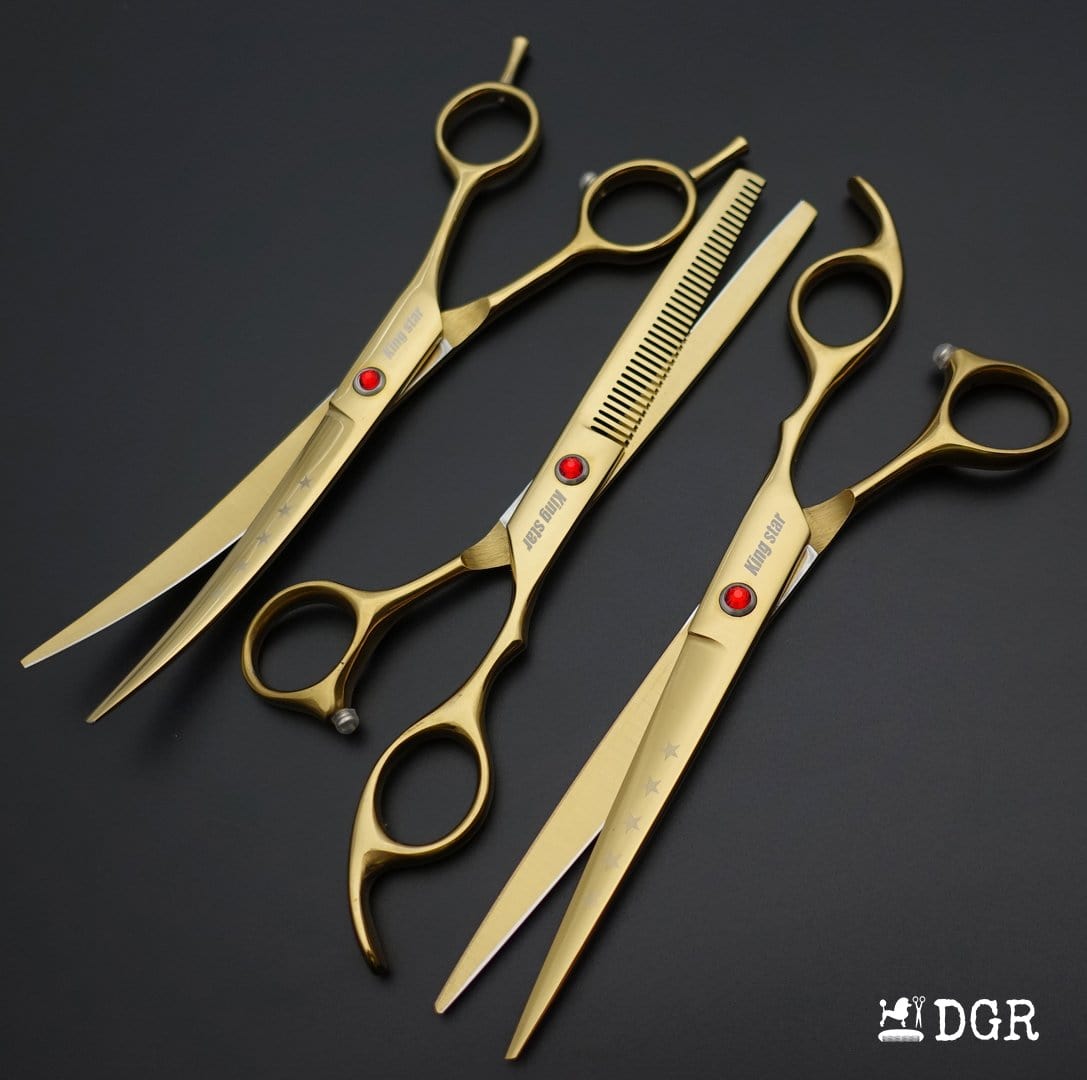 7“ Pro. PET GROOMING Shears 3Pcs set-Golden