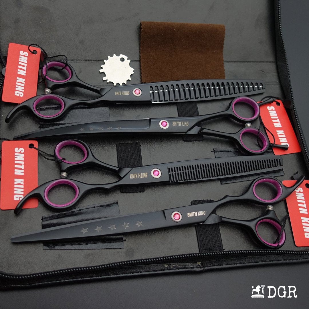 8" Pro. PET GROOMING Shears 4Pcs set-Black(USA Stock Available)