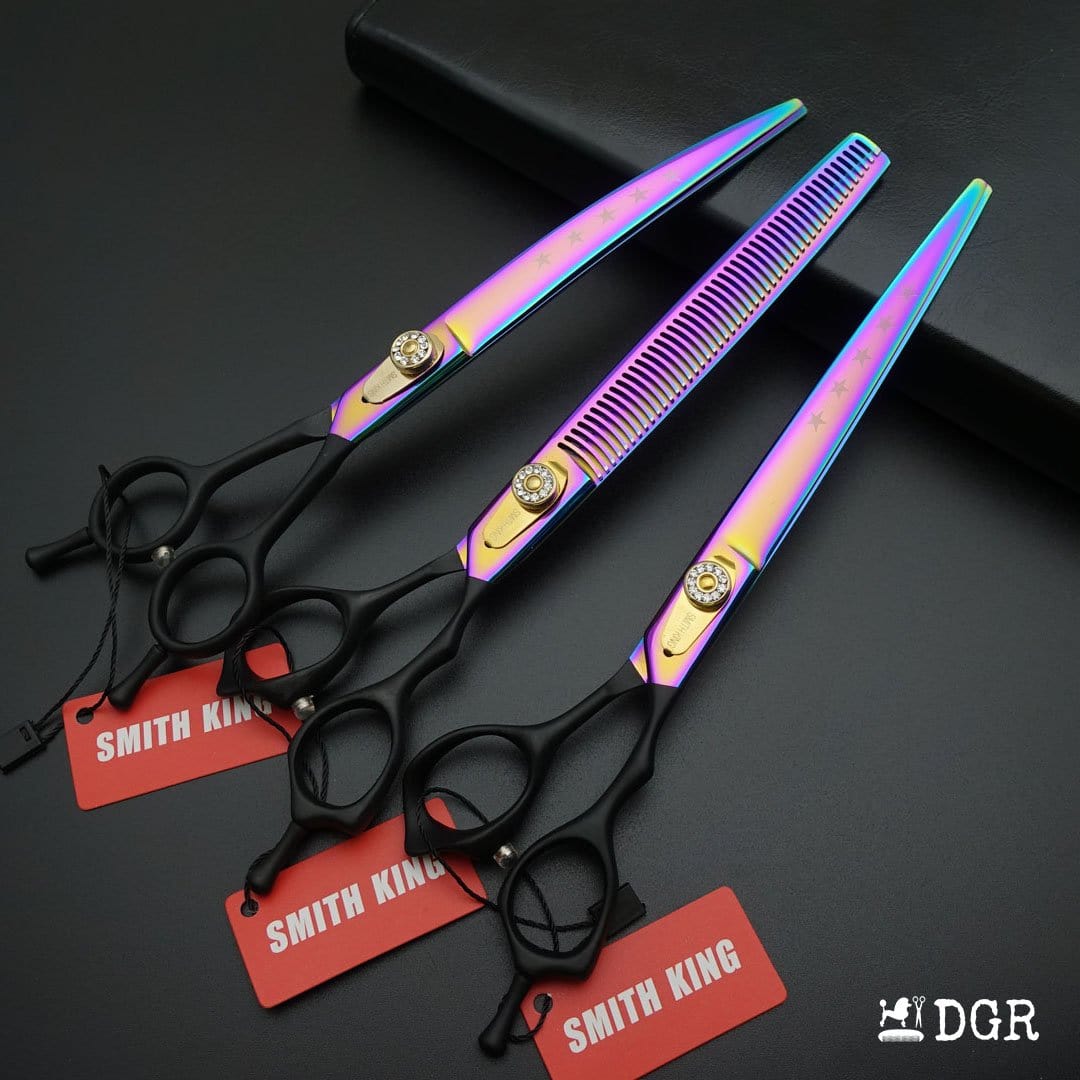 8" Professional Pet Grooming Shears Set -Rainbow and black