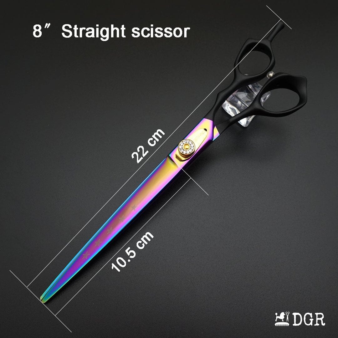 8" Professional Pet Grooming Straight &Thinning Scissors 2Pcs - Rainbow
