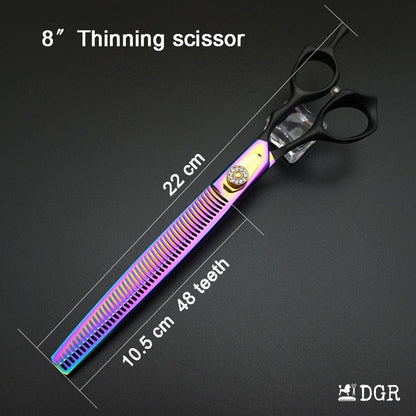 8" Professional Pet Grooming Shears Set -Rainbow and black