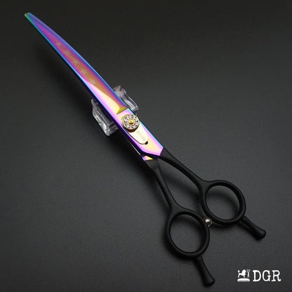 8" Professional Pet Grooming  Curved Scissors 1Pcs -Rainbow