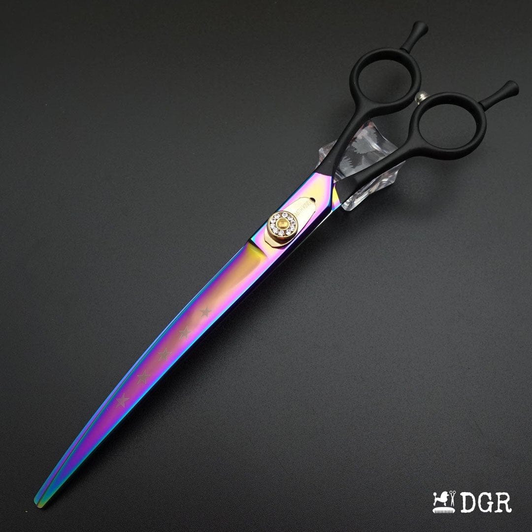 8" Professional Pet Grooming  Curved Scissors 1Pcs -Rainbow