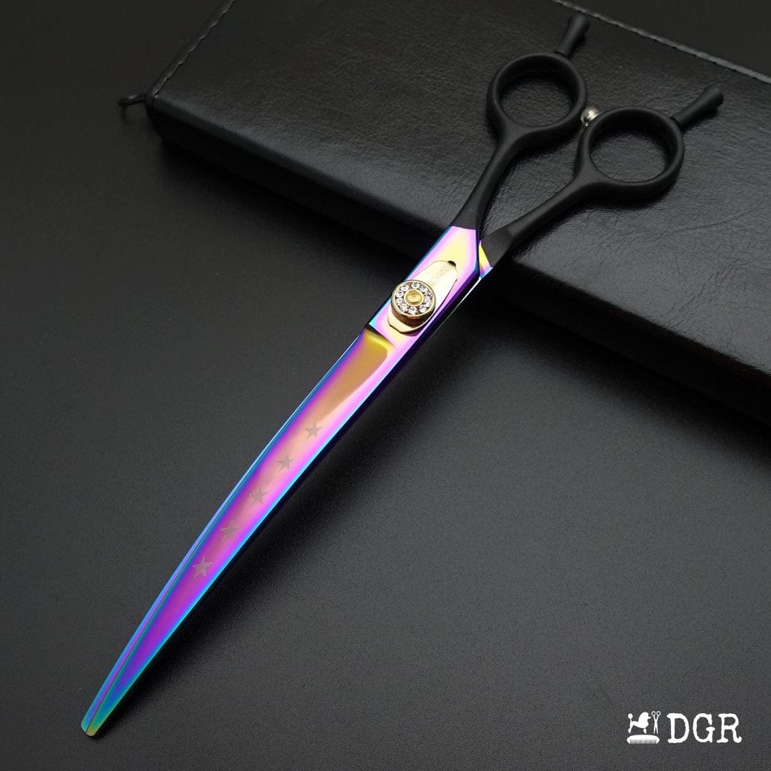 8" Professional Pet Grooming  Curved Scissors 1Pcs -Rainbow