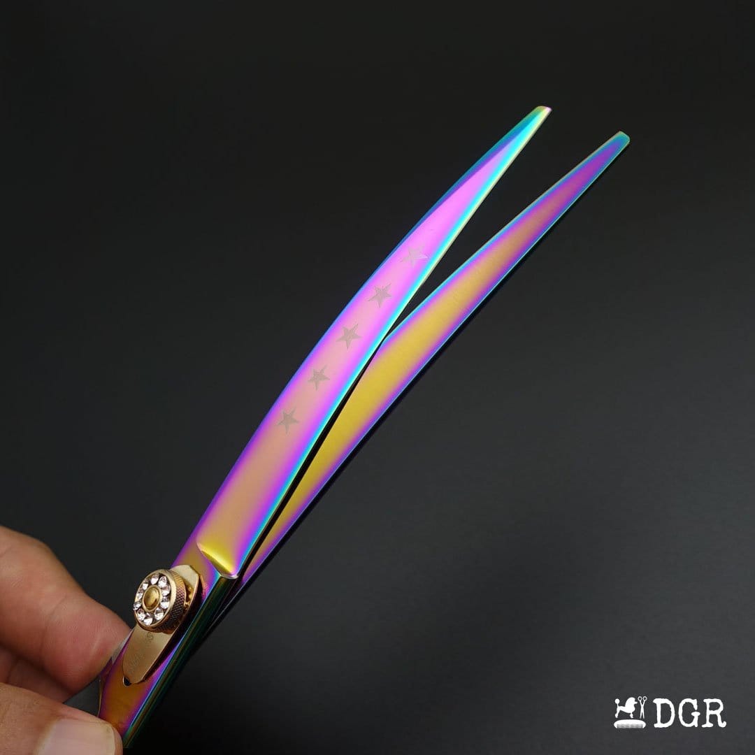 8" Professional Pet Grooming  Curved Scissors 1Pcs -Rainbow