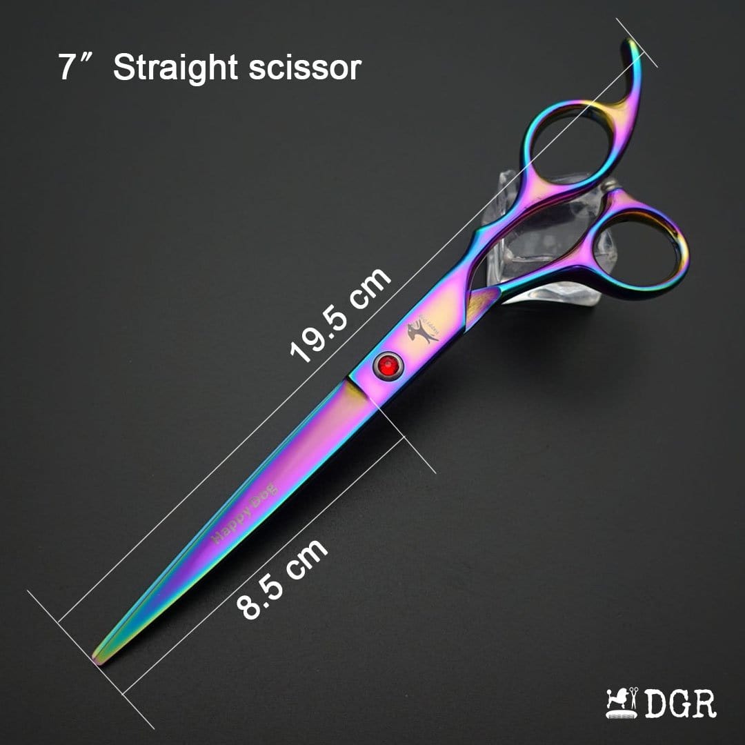 7" Professional Pet Grooming 4Pcs shears-happy dog - (Rainbow)