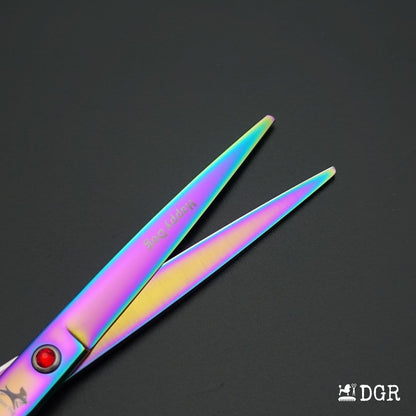 7" Professional Pet Grooming 4Pcs shears-happy dog - (Rainbow)