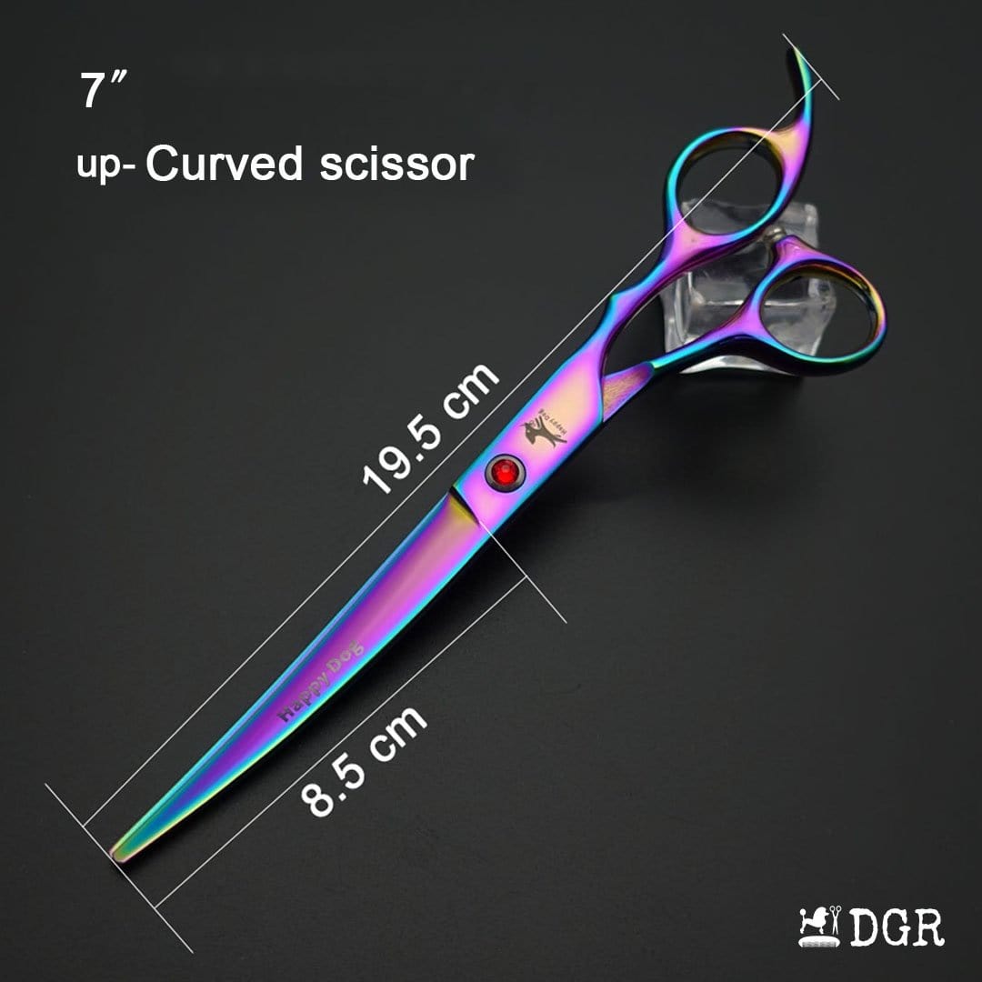 7" Professional Pet Grooming 4Pcs shears-happy dog - (Rainbow)