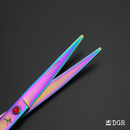 7" Professional Pet Grooming 4Pcs shears-happy dog - (Rainbow)