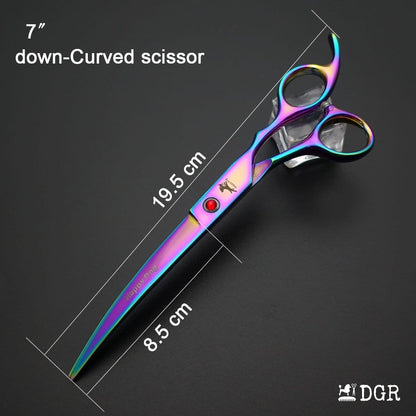 7" Professional Pet Grooming 4Pcs shears-happy dog - (Rainbow)