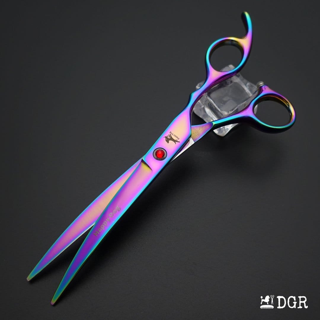 7" Professional Pet Grooming 4Pcs shears-happy dog - (Rainbow)