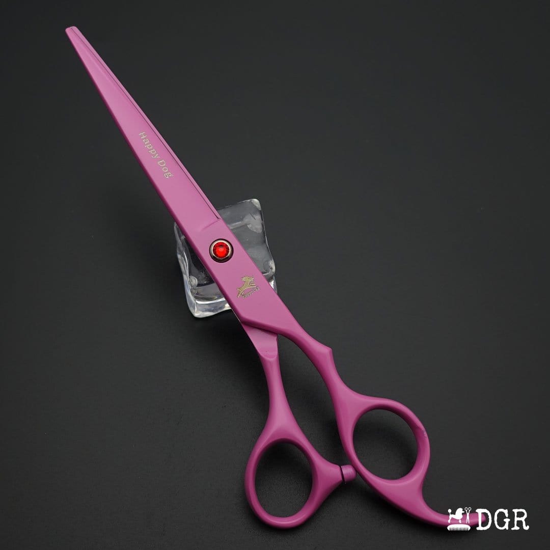 7" Professional Pet Grooming 4Pcs shears-happy dog - (Pink)