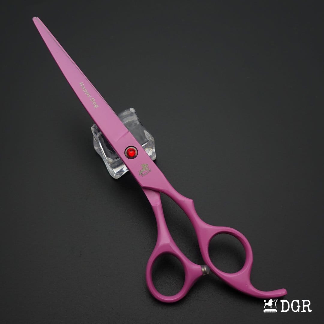 7" Professional Pet Grooming 4Pcs shears-happy dog - (Pink)