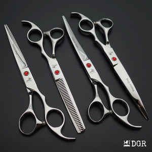 7" Professional Pet Grooming 4Pcs shears-happy dog - (Silver)