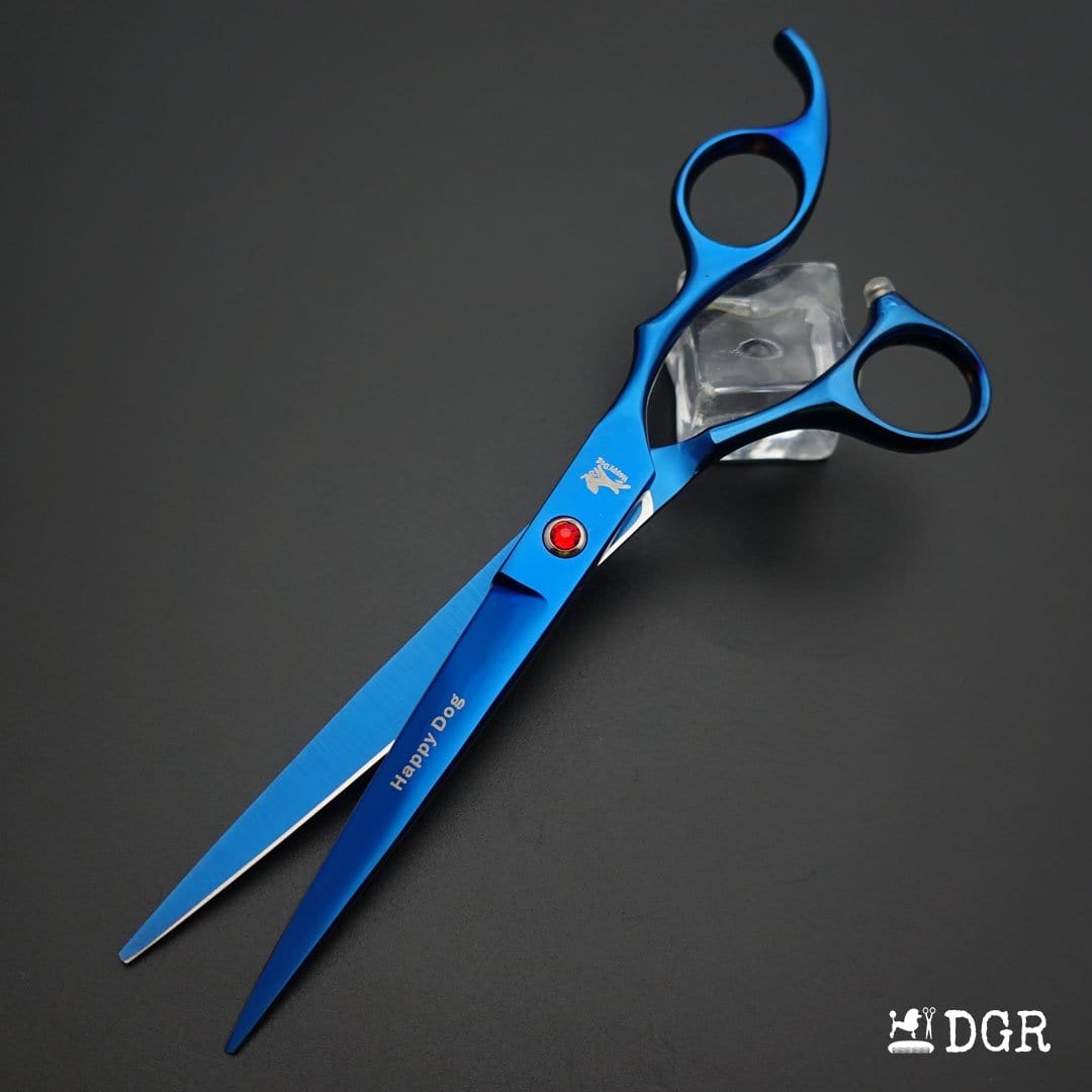 7" Professional Pet Grooming 4Pcs shears-happy dog - (Blue)