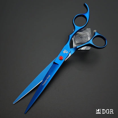 7" Professional Pet Grooming 4Pcs shears-happy dog - (Blue)