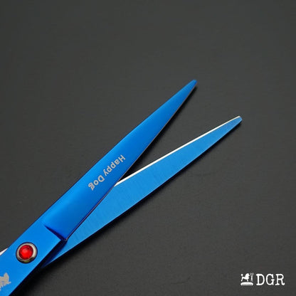 7" Professional Pet Grooming 4Pcs shears-happy dog - (Blue)