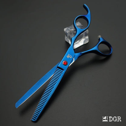 7" Professional Pet Grooming 4Pcs shears-happy dog - (Blue)