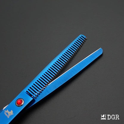 7" Professional Pet Grooming 4Pcs shears-happy dog - (Blue)