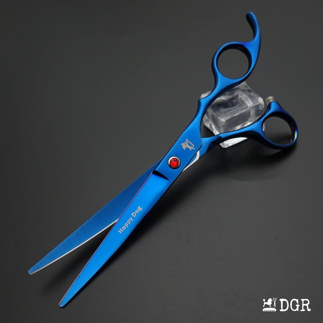 7" Professional Pet Grooming 4Pcs shears-happy dog - (Blue)