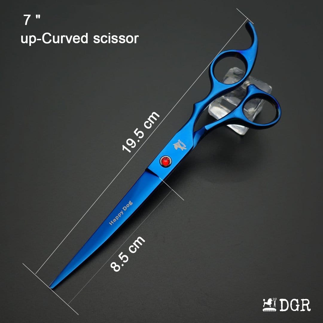 7" Professional Pet Grooming 4Pcs shears-happy dog - (Blue)