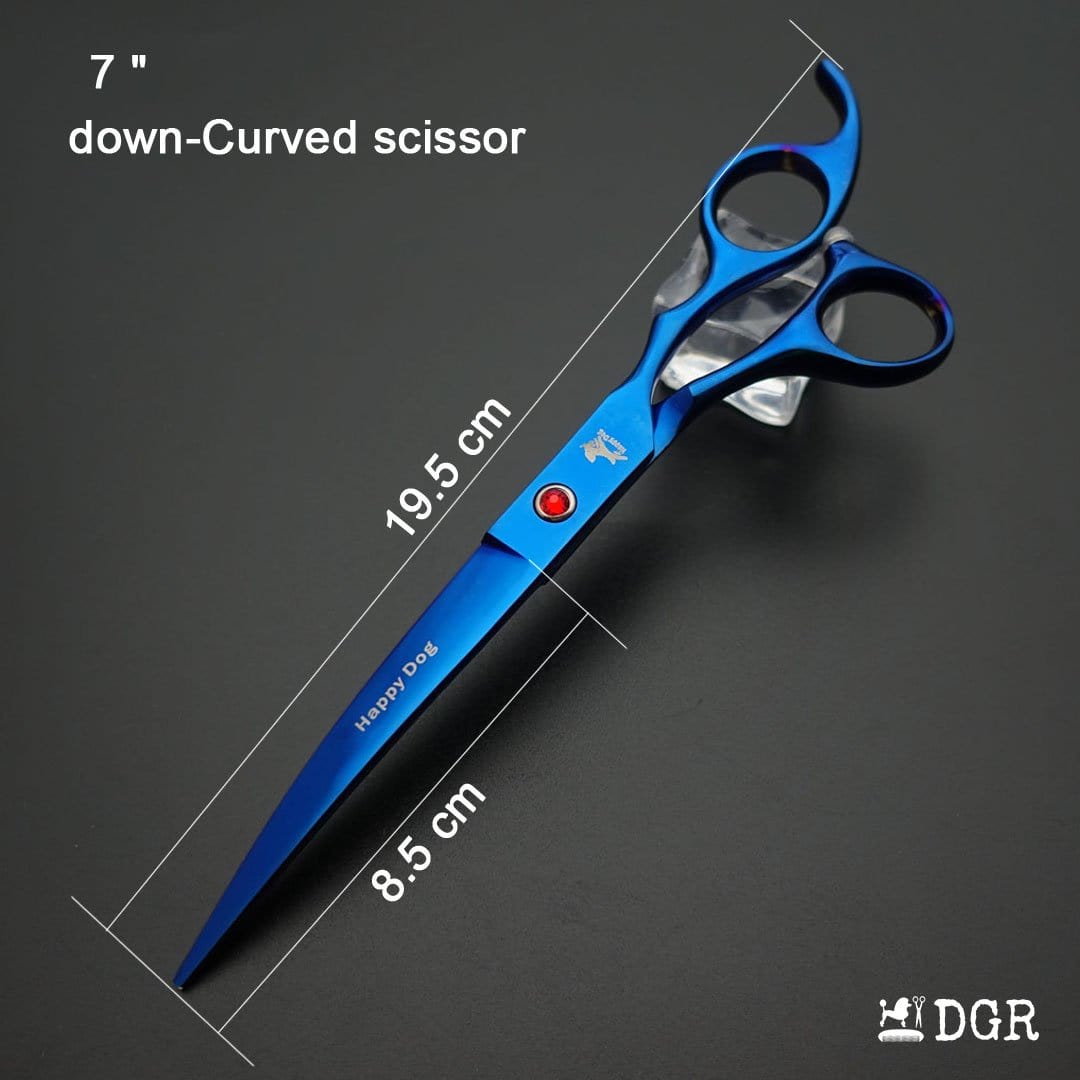 7" Professional Pet Grooming 4Pcs shears-happy dog - (Blue)