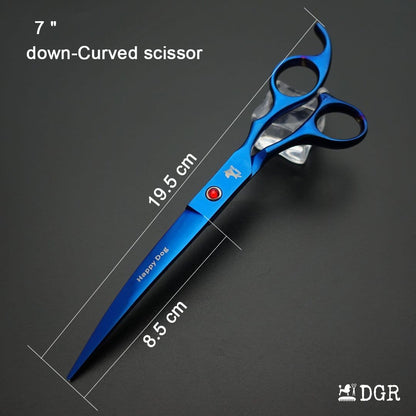 7" Professional Pet Grooming 4Pcs shears-happy dog - (Blue)