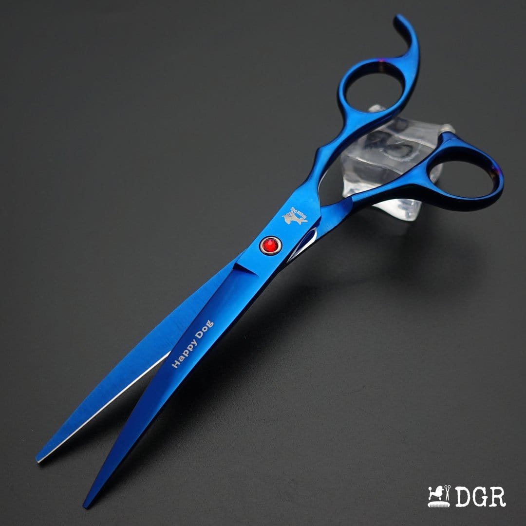 7" Professional Pet Grooming 4Pcs shears-happy dog - (Blue)