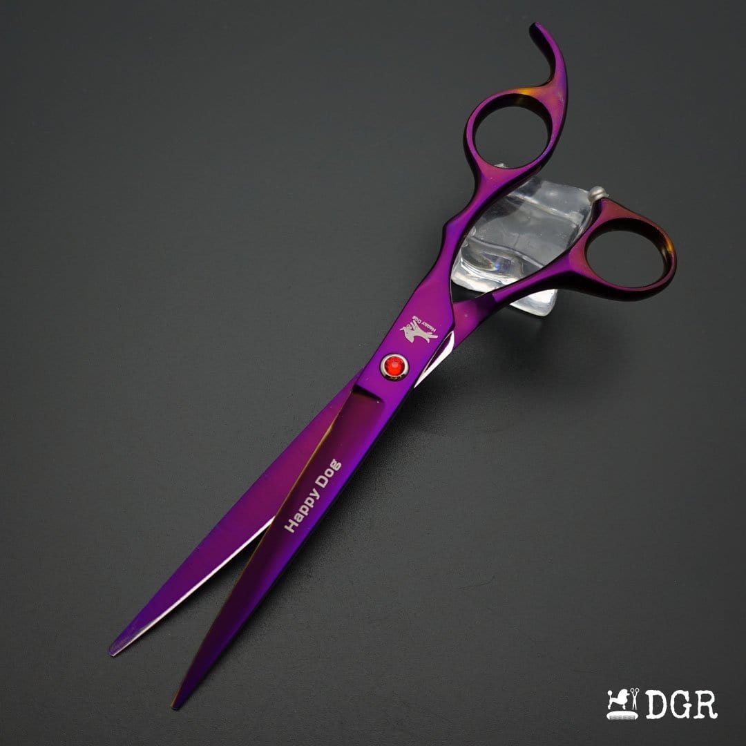 7" Professional Pet Grooming 4Pcs shears-happy dog - (Violet)